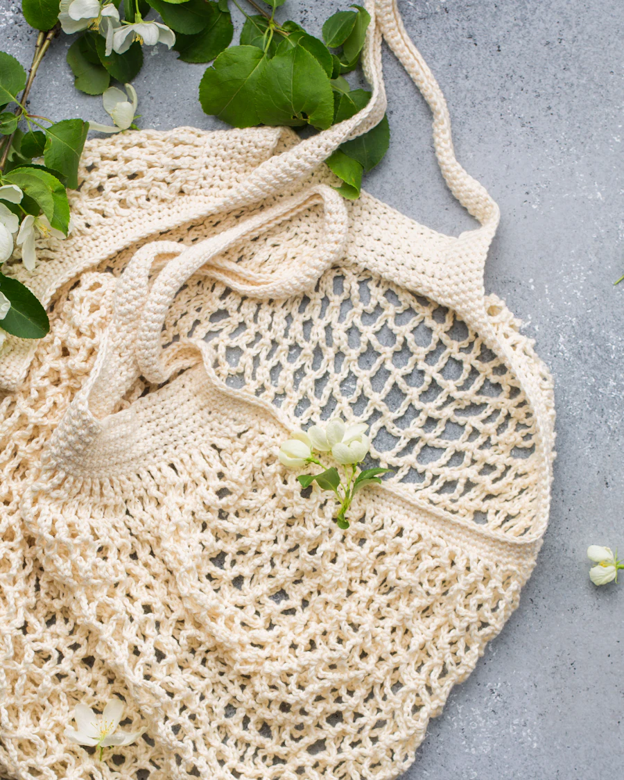 Double crochet mesh market bag for a light summer crochet project