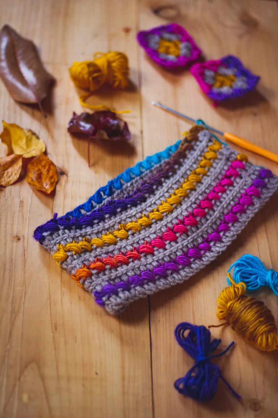 Single crochet checkerboard pattern in a modern handmade style